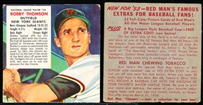 1953 Red Man- No Tabs- NL #25 Bobby Thomson, Giants- 3 Cards