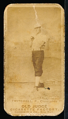 1887-1890 N172 Old Judge Baseball- Twitchell, P. Clevelands- Holding Ball at Chest