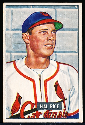 1951 Bowman Bb- #300 Hal Rice, Cardinals- Hi# 