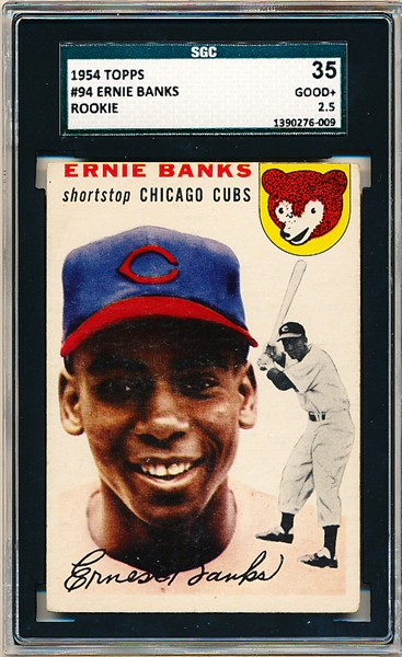 1954 Topps Baseball- #94 Ernie Banks, Cubs- SGC 35 (Good + 2.5)