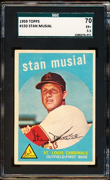1959 Topps Baseball- #150 Stan Musial, Cardinals- SGC 70 (Ex+ 5.5)