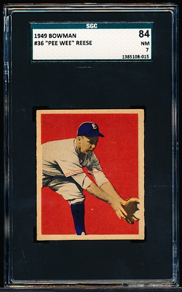 1949 Bowman Baseball- #36 Pee Wee Reese, Dodgers- SGC 84 (NM 7)