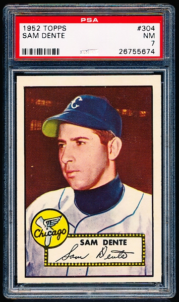 1952 Topps Baseball- #304 Sam Dente, White Sox- PSA NM 7