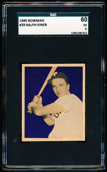 1949 Bowman Baseball- #29 Ralph Kiner, Pirates- SGC 60 (Ex 5)