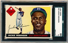 1955 Topps Baseball- #50 Jackie Robinson, Dodgers- SGC 60 (Ex 5)