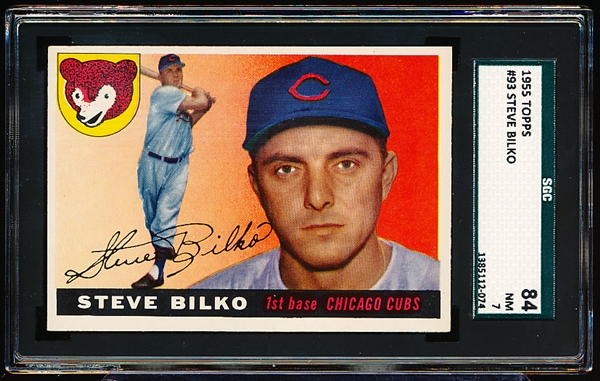 1955 Topps Baseball- #93 Steve Bilko, Cubs- SGC 84 (NM 7)