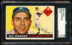 1955 Topps Baseball- #187 Gil Hodges, Dodgers- SGC 70 (Ex+ 5.5)- Hi# 