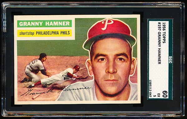 1956 Topps Baseball- #197 Granny Hamner, Phillies- SGC 60 (Ex 5)