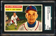 1956 Topps Baseball- #323 Willard Schmidt, Cardinals- SGC 88 (Nm/Mt 8)