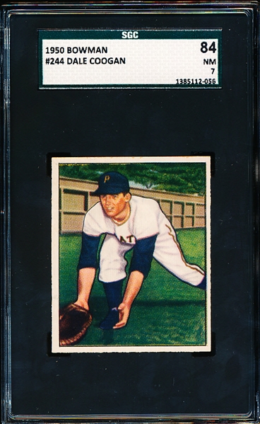 1950 Bowman Baseball- #244 Dale Coogan, Pirates- (Copyright Back)- SGC 84 (NM 7)