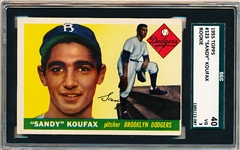 1955 Topps Baseball- #123 Sandy Koufax, Dodgers- SGC 40 (Vg 3)
