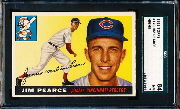 1955 Topps Baseball- #170 Jim Pearce, Reds- SGC 84 (NM 7)