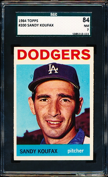 1964 Topps Baseball- #200 Sandy Koufax, Dodgers- SGC 84 (NM 7)