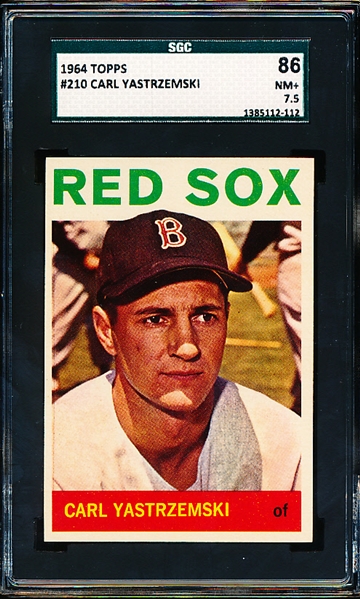 1964 Topps Baseball- #210 Carl Yastrzemski, Red Sox- SGC 86 (NM + 7.5)
