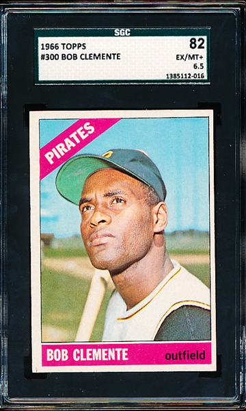 1966 Topps Baseball- #300 Bob Clemente, Pirates- SGC 82 (Ex/Mt+ 6.5)