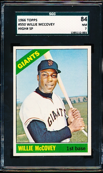 1966 Topps Baseball- #550 Willie McCovey, Giants- SGC 84 (NM 7)- Hi#- SP!