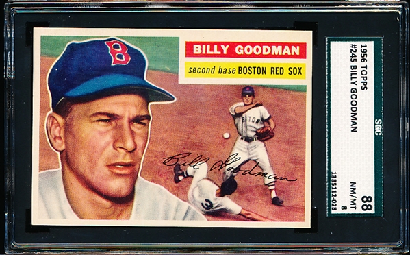 1956 Topps Baseball- #245 Billy Goodman, Red Sox- SGC 88 (Nm-Mt 8)