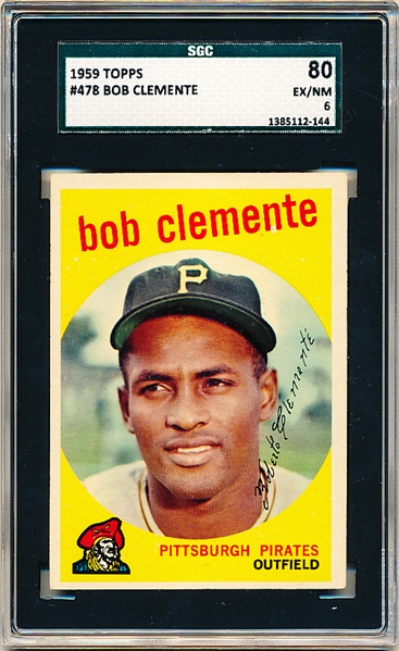 1959 Topps Baseball- #478 Bob Clemente, Pirates- SGC 80 (Ex/Nm 6)