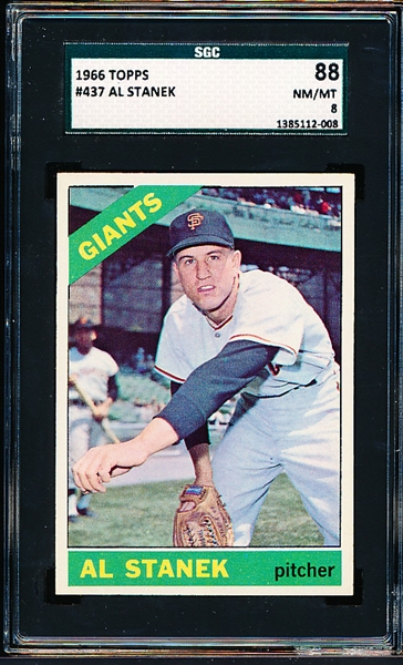 1966 Topps Baseball- #437 Al Stanek, Giants- SGC 88 (Nm/Mt 8)