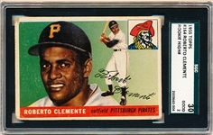 1955 Topps Baseball- #164 Roberto Clemente- Rookie! – SGC 30 (Good 2)