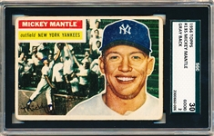 1956 Topps Baseball- #135 Mickey Mantle, Yankees- SGC 30 (Good 2)