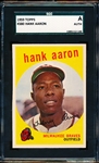 1959 Topps Bb- #380 Hank Aaron, Braves- SGC A (Auth)- looks like an Ex 5