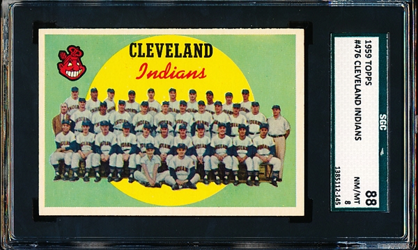 1959 Topps Bb- #476 Cleveland Indians team- SGC 88 (Nm/Mt 8)