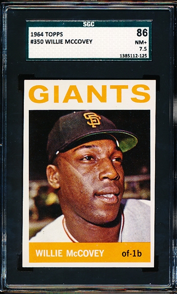 1964 Topps Bb- #350 Willie McCovey, Giants- SGC 86 (NM+ 7.5)