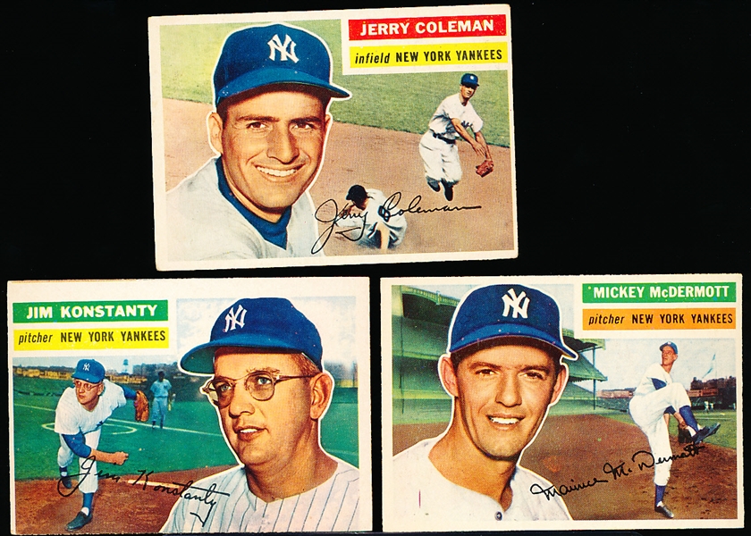 1956 Topps Bb- 3 Diff. Yankees