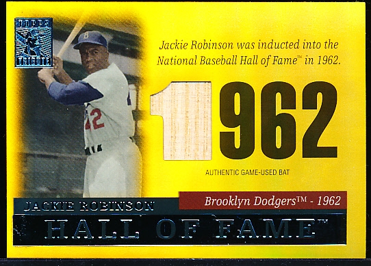 2004 Topps Tribute HOF Bb- “HOF Relics Gold”- #TR-JB Jackie Robinson, B. Dodgers- #9/25 Made! 