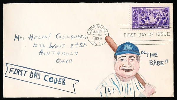 June 12, 1939- Cooperstown New York- First Day of Issue- Postmarked Envelope