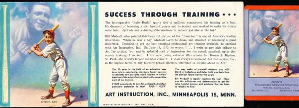 1950’s Brown & Bigelow- Art Instruction “Success Through Training” Card- with Babe Ruth