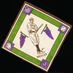 1914 B18 Baseball Blanket- Johnny Bassler, Cleveland AL – Purple Pennants