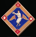 1914 B18 Baseball Blanket- Luke Boone, New York AL - Blue Infield
