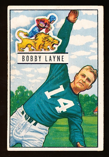 1951 Bowman Fb- #102 Bobby Layne, Lions
