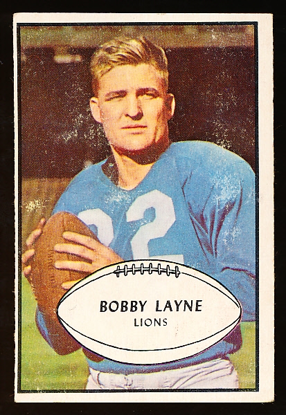 1953 Bowman Fb- #21 Bobby Layne, Lions- Hall of Famer!