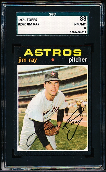 1971 Topps Baseball- #242 Jim Ray, Astros- SGC 88 (Nm/Mt 8)