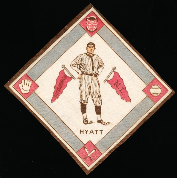 1914 B18 Baseball Blanket- Ham Hyatt, Pittsburgh NL – Red Pennants