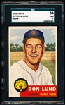 1953 Topps Baseball- #277 Don Lund, Tigers- SGC 84 (NM 7)- Hi#- SP! 