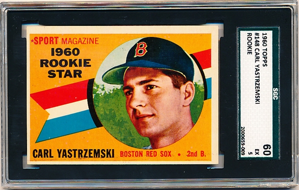 1960 Topps Baseball- #148 Carl Yastrzemski Rookie! SGC 60 (EX 5) 