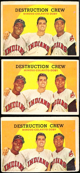1959 T Bb- #166  Destruction Crew (Minoso/ Colavito/ Doby)- 3 Cards