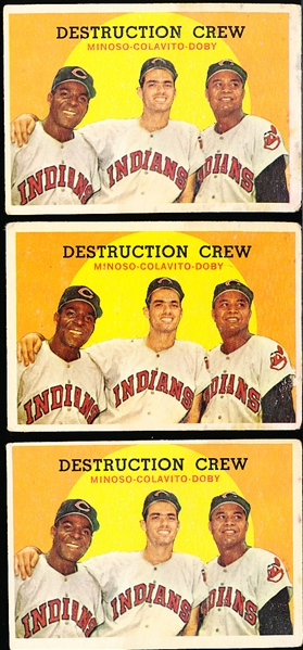 1959 T Bb- #166 Destruction Crew (Minoso/ Colavito/ Doby)- 5 Cards