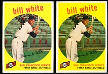 1959 T Bb- #359 Bill White RC- 2 Cards