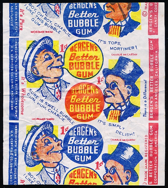 1930’s-40’s Candy Corp. of America- Bergen’s Better Bubble Gum- 1 Wrapper