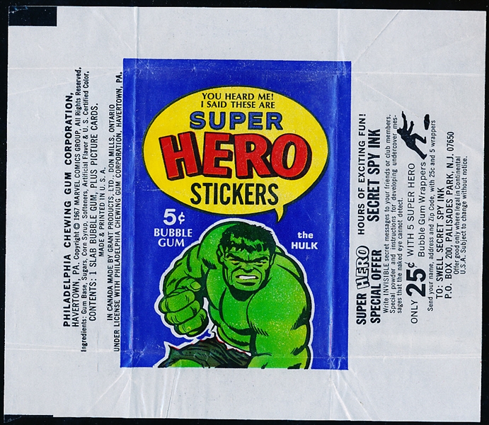 1967 Philadelphia Super Hero Stickers Non-Sports- 1 Wrapper