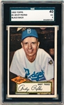 1952 Topps Baseball- #1 Andy Pafko, Dodgers- SGC 40 (Vg 3)- black back.