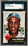 1953 Topps Baseball- #1 Jackie Robinson, Dodgers- SGC 45 (Vg+ 3.5)
