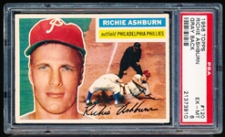 1956 Topps Baseball- #120 Richie Ashburn, Phillies- PSA Ex-Mt 6 – gray back