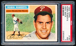 1956 Topps Baseball- #180 Robin Roberts, Phillies- PSA NM 7 – gray back