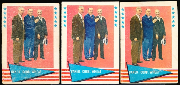 1961 Fleer Bb Greats- #1 Baker/ Cobb/ Wheat- 3 Cards